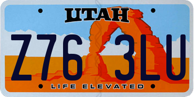 UT license plate Z763LU