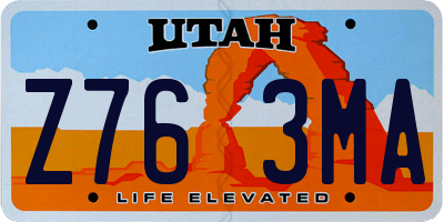 UT license plate Z763MA