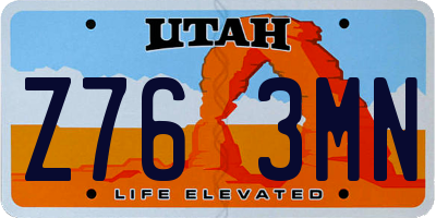 UT license plate Z763MN