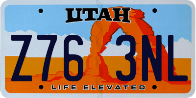 UT license plate Z763NL