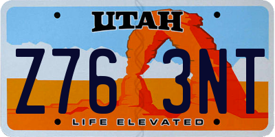 UT license plate Z763NT