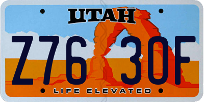 UT license plate Z763OF