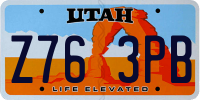 UT license plate Z763PB