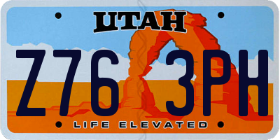 UT license plate Z763PH