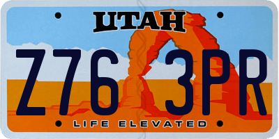 UT license plate Z763PR