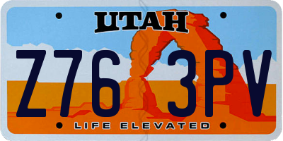 UT license plate Z763PV