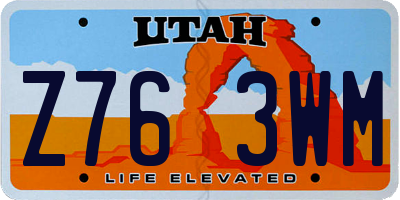 UT license plate Z763WM