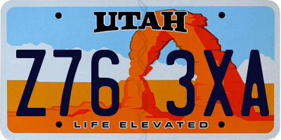 UT license plate Z763XA