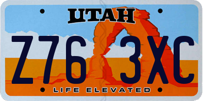 UT license plate Z763XC
