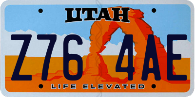 UT license plate Z764AE