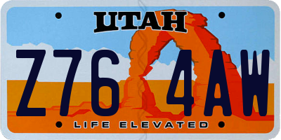 UT license plate Z764AW