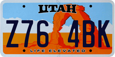 UT license plate Z764BK