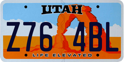 UT license plate Z764BL