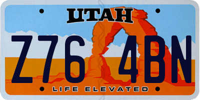 UT license plate Z764BN