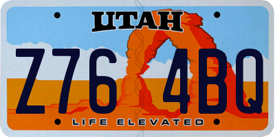 UT license plate Z764BQ