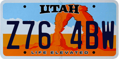 UT license plate Z764BW