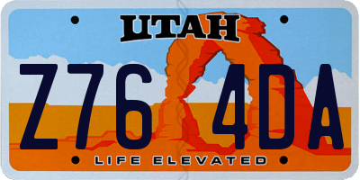 UT license plate Z764DA