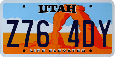 UT license plate Z764DY