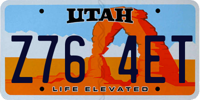 UT license plate Z764ET