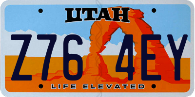 UT license plate Z764EY