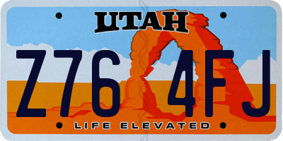 UT license plate Z764FJ