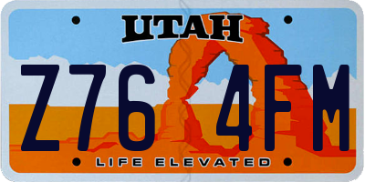 UT license plate Z764FM