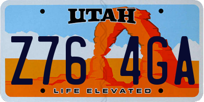 UT license plate Z764GA
