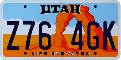 UT license plate Z764GK