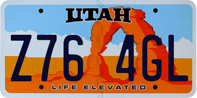 UT license plate Z764GL