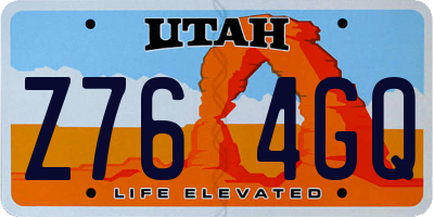 UT license plate Z764GQ
