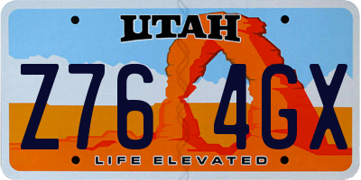 UT license plate Z764GX