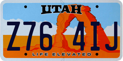 UT license plate Z764IJ