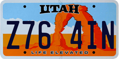 UT license plate Z764IN