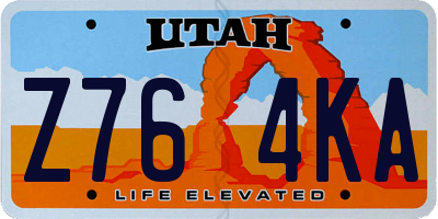 UT license plate Z764KA
