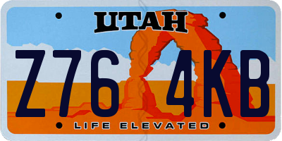 UT license plate Z764KB
