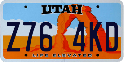 UT license plate Z764KD