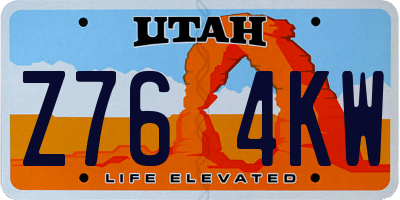UT license plate Z764KW