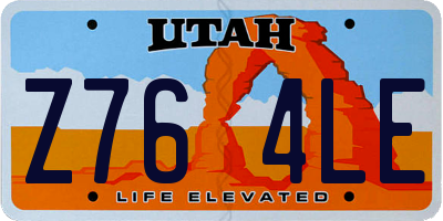 UT license plate Z764LE