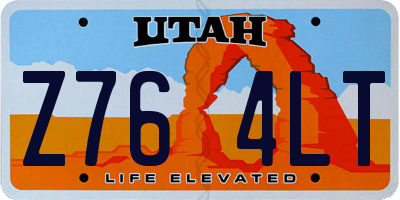 UT license plate Z764LT