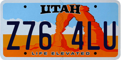 UT license plate Z764LU