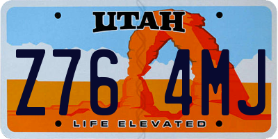 UT license plate Z764MJ
