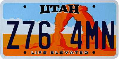 UT license plate Z764MN