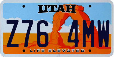 UT license plate Z764MW