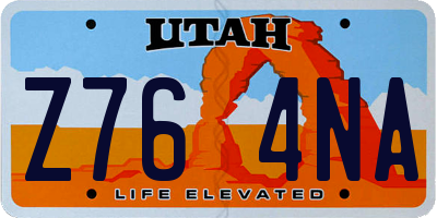 UT license plate Z764NA