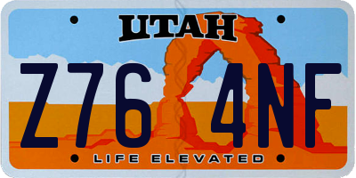 UT license plate Z764NF