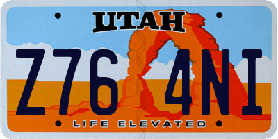 UT license plate Z764NI