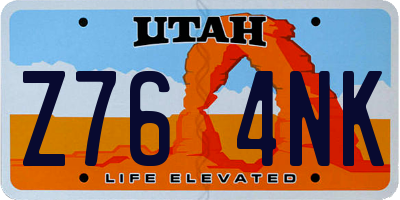 UT license plate Z764NK