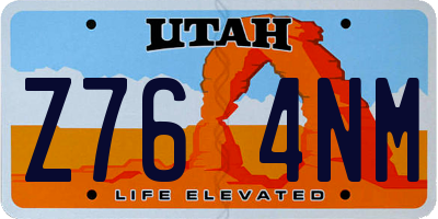 UT license plate Z764NM