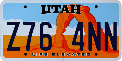 UT license plate Z764NN