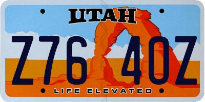 UT license plate Z764OZ